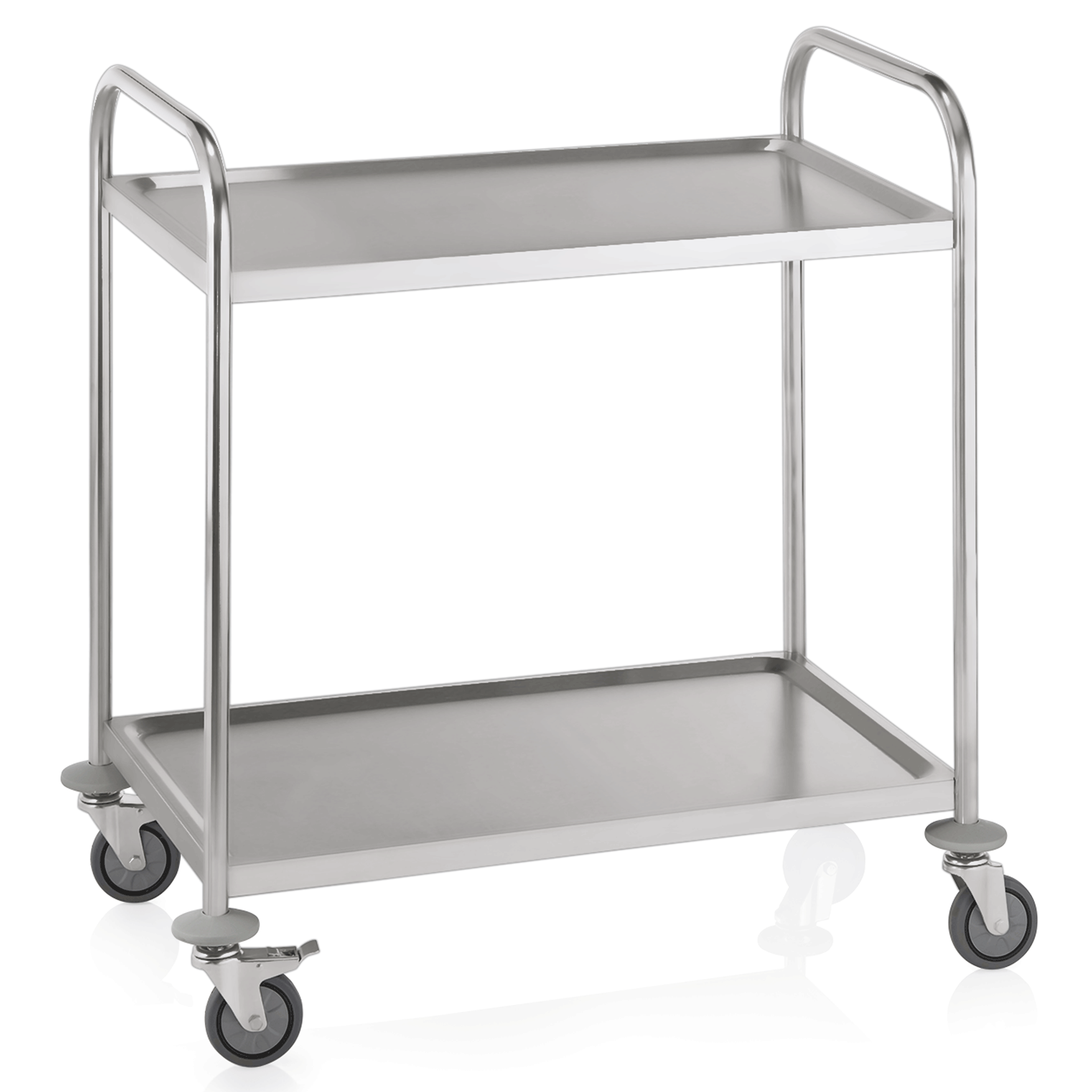 Chariot de service avec 2 plateaux - acier inoxydable (85 x 53 x 95 cm) Chariot de service avec 2 plateaux - acier inoxydable (85 x 53 x 95 cm)