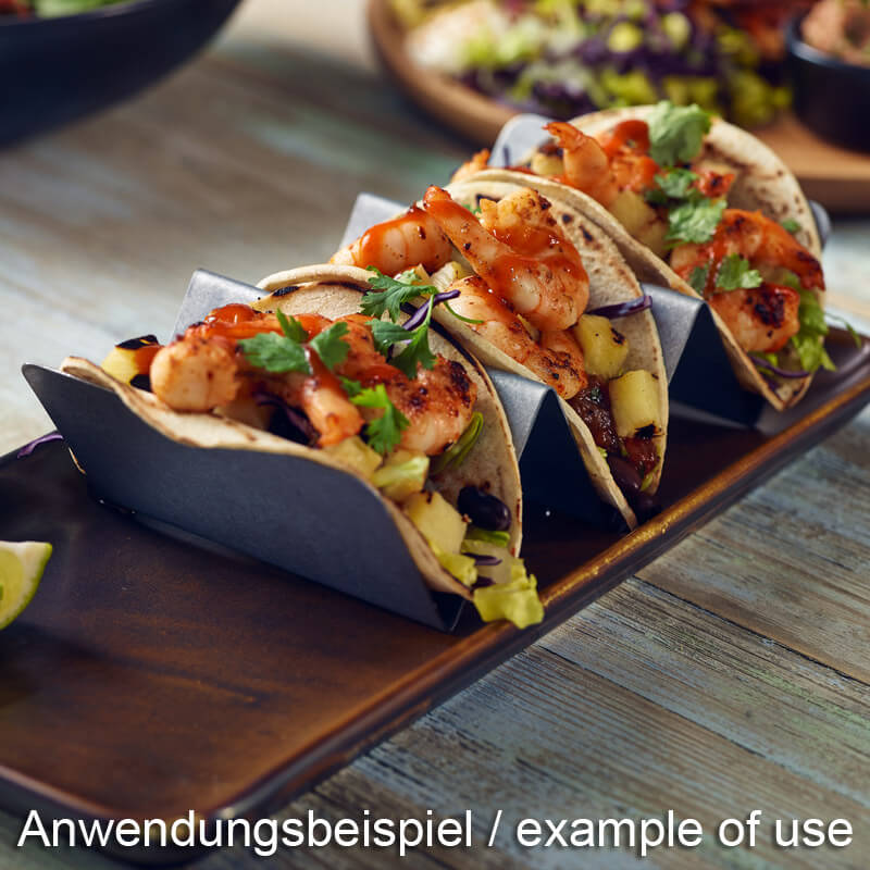 Support pour fast-food, acier inoxydable noir - 2 compartiments (12 pièces)