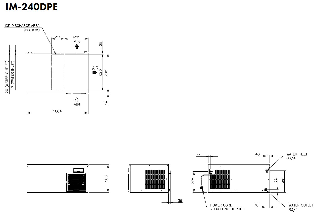 Hoshizaki IM-240DPE - cube standard (28 x 28 x 32 mm) 196 kg