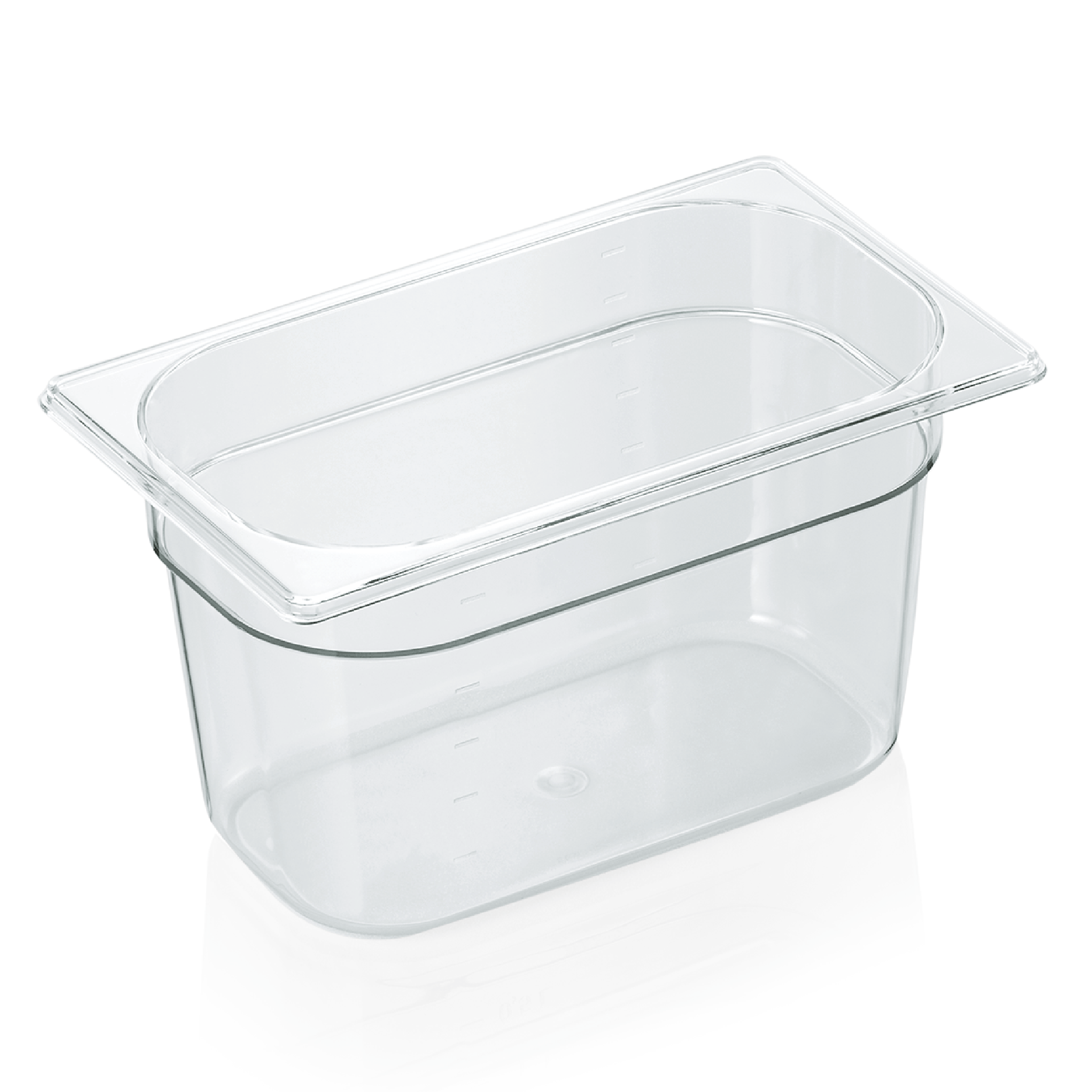 GN 1/4 récipient avec graduation, polycarbonate transparent - H 15 cm (série GN 94) GN 1/4 récipient avec graduation, polycarbonate transparent - H 15 cm (série GN 94)