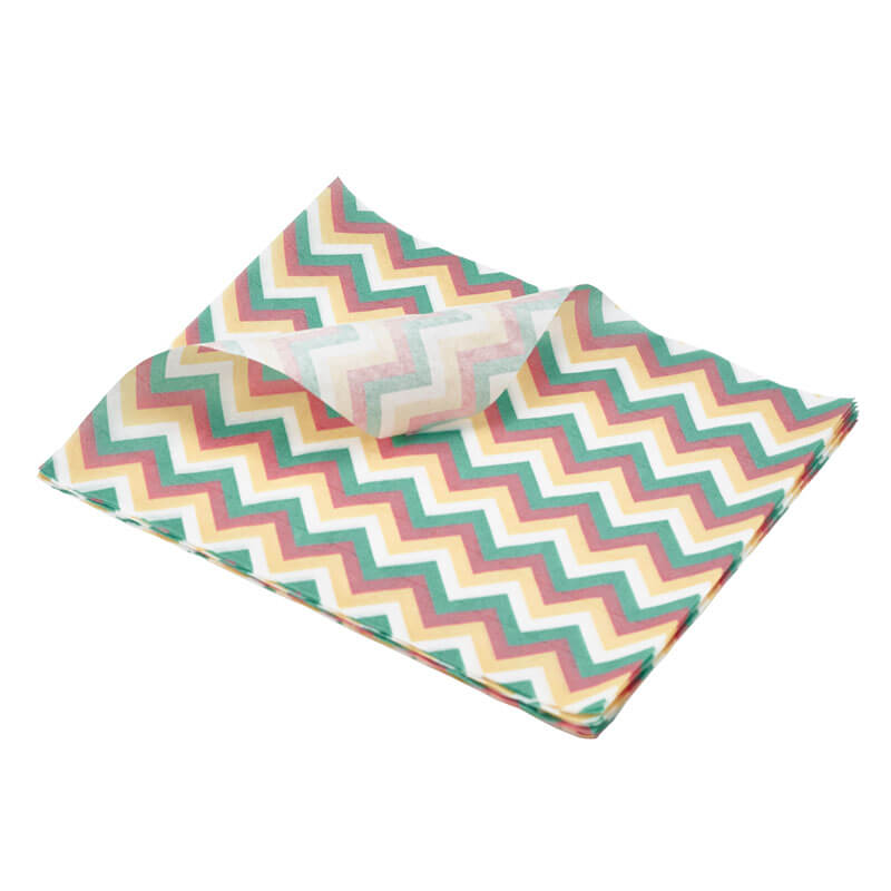 Papier parchemin / papier gras, motif zigzag coloré - 25 x 20 cm (1000 pièces)