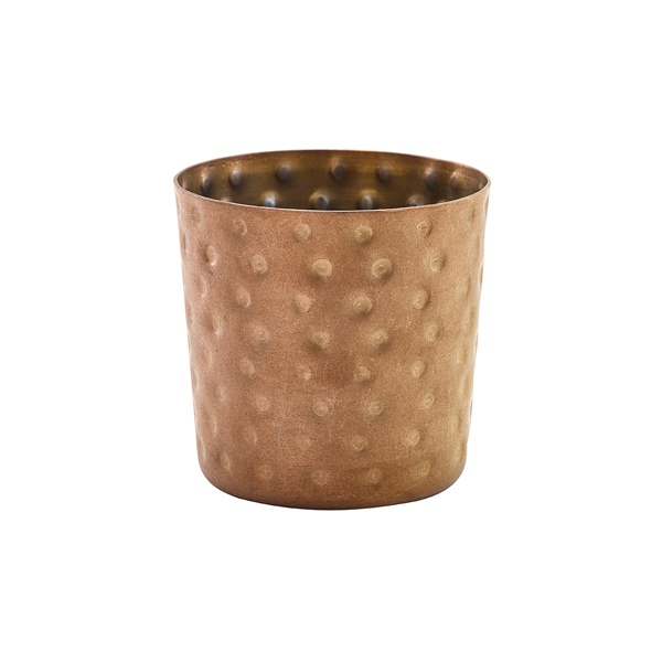 Tasses en acier inoxydable / tasses à snack martelées couleur cuivre vintage - 8,5 x 8,5 cm/400 ml (12 pièces)