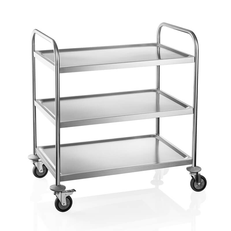 Chariot de service à 3 plateaux - acier inoxydable (85 x 53 x 95 cm)
