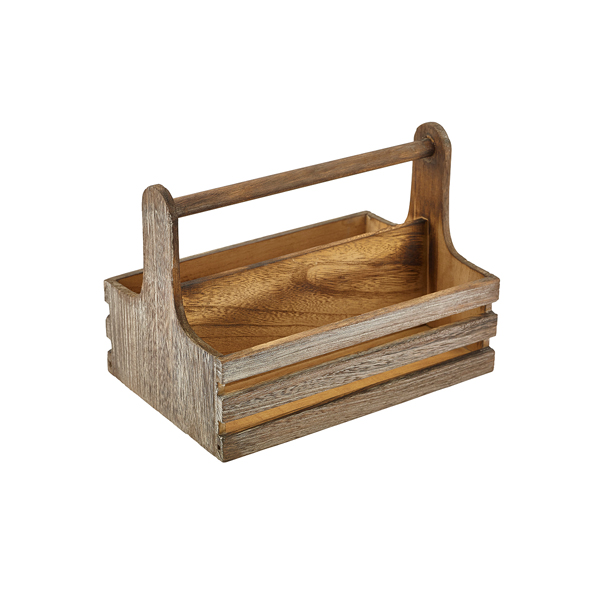 Table Caddy rustique, bois - 20 x 15,3 x 18 cm
