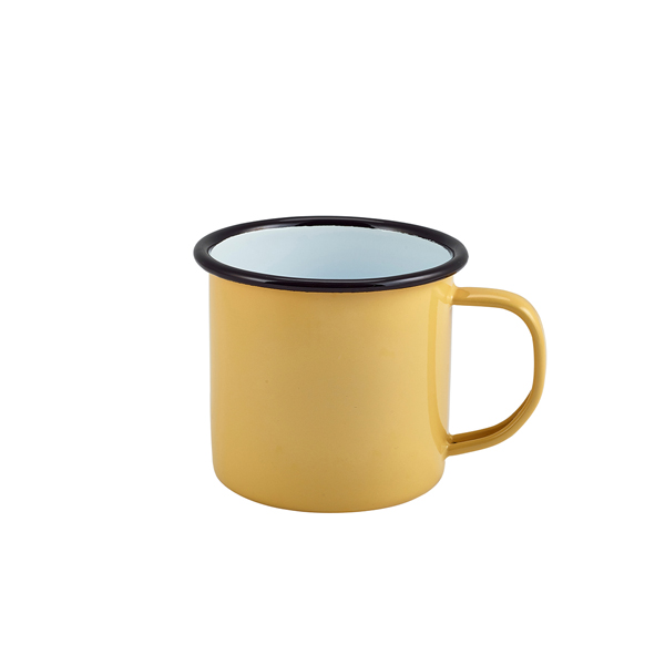 Gobelet en émail avec anse, jaune - 360 ml