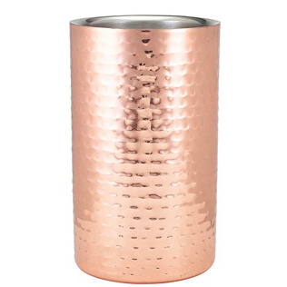 Rafraîchisseur de bouteille thermique, acier inoxydable martelé couleur cuivre - 12x20cm Rafraîchisseur de bouteille thermique, acier inoxydable martelé couleur cuivre - 12x20cm