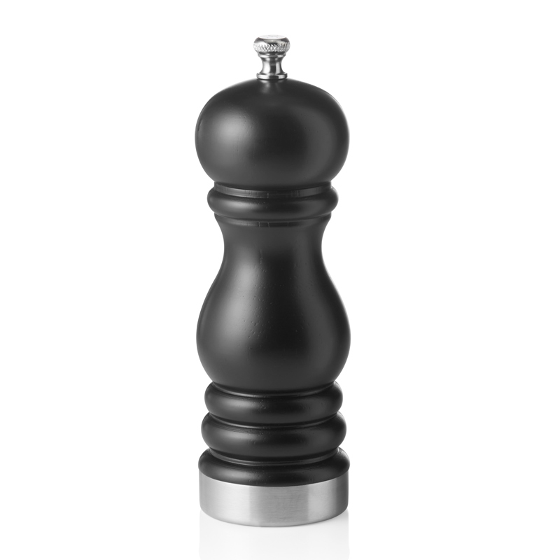 Moulin à sel en bois d'hévéa noir mat - différentes tailles