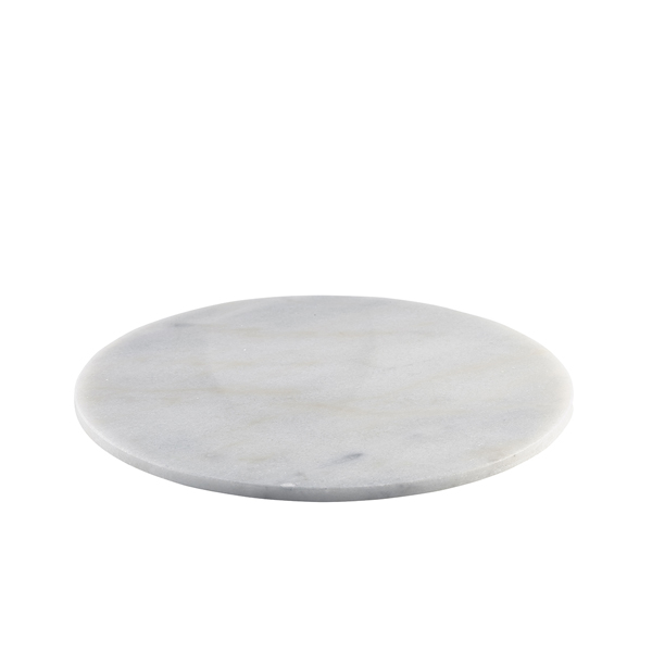 Plat de service rond en marbre blanc - 33 cm