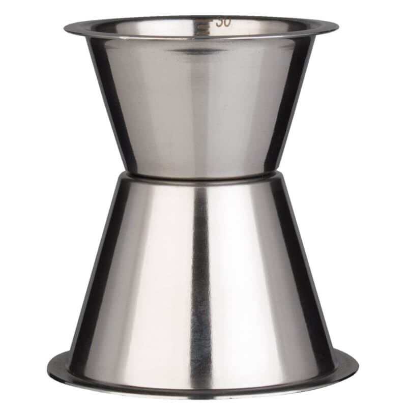 Double mesure de bar 30/50ml, graduation - Acier inoxydable Double mesure de bar 30/50ml, graduation - Acier inoxydable