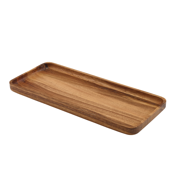Plateau de service oblong, bois d'acacia - 30x13cm