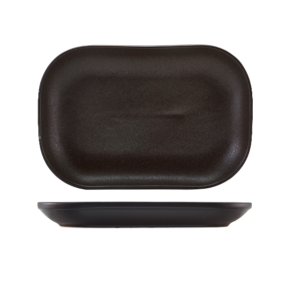 Assiette rectangulaire Antigo Grès bronze antique – 24 x 16,5 cm (6 pcs)