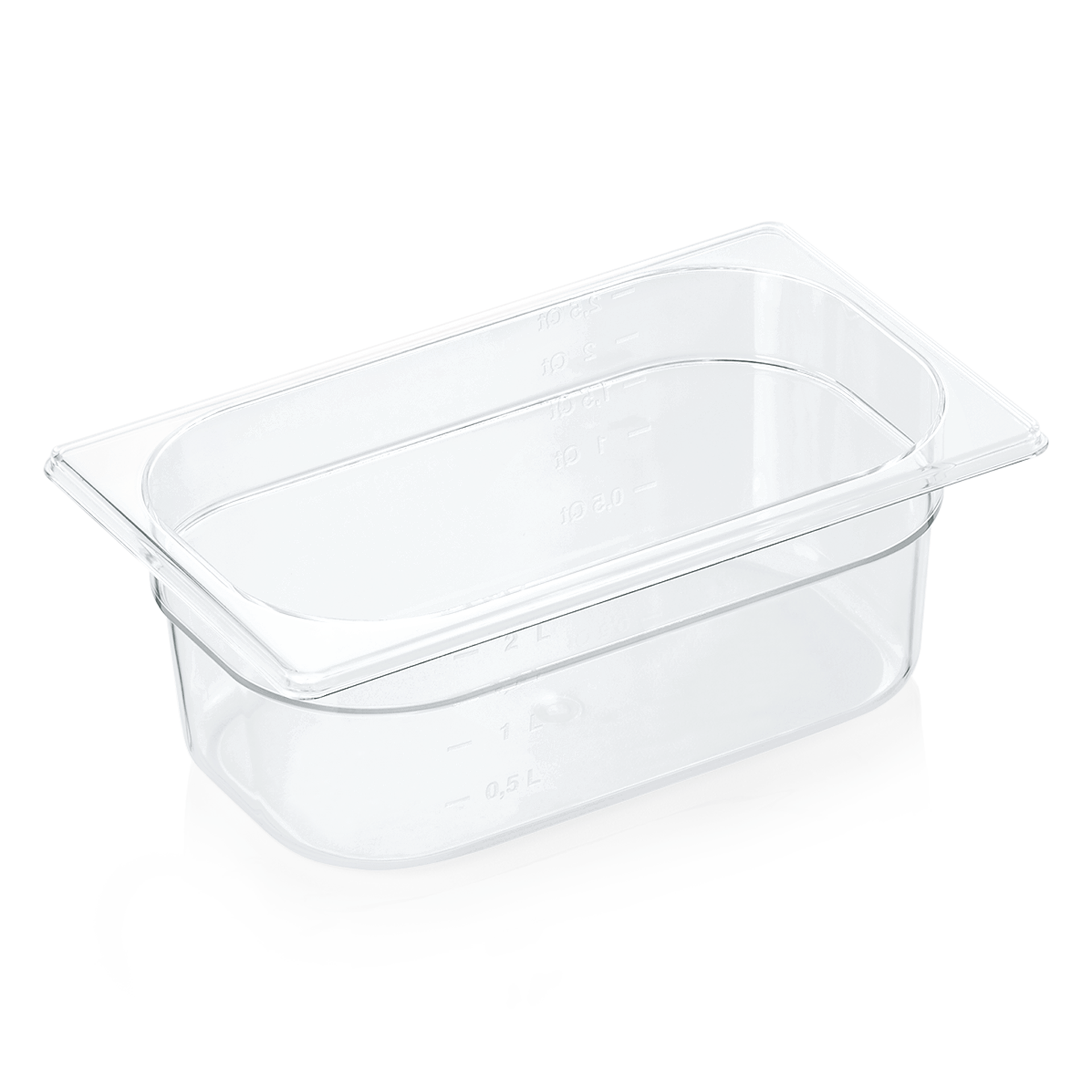 GN 1/4 récipient avec graduation, polycarbonate transparent - H 10 cm (série GN 94) GN 1/4 récipient avec graduation, polycarbonate transparent - H 10 cm (série GN 94)