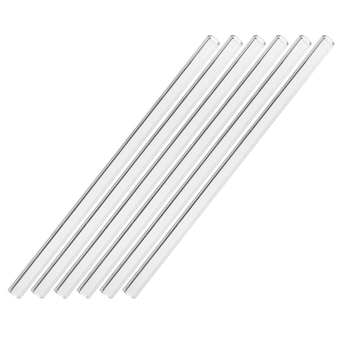 Pailles en verre 200x10mm (6 pcs + brosse de nettoyage)