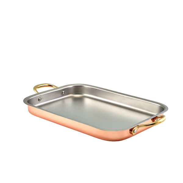 Plateau avec poignées, acier inoxydable couleur cuivre - 33 x 23,5 cm (3 pièces)