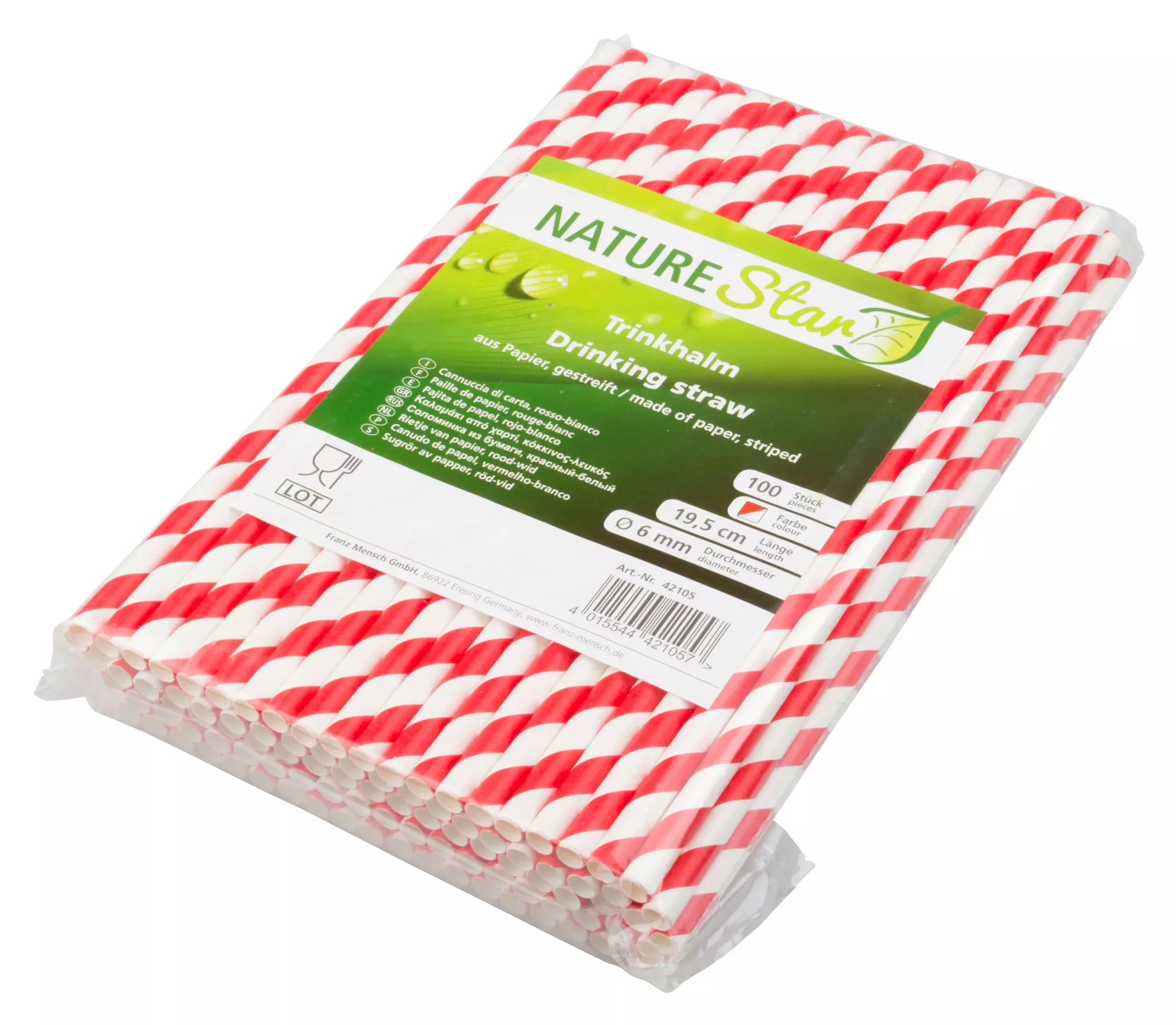 Pailles, papier (6x195mm) - rouge-blanc rayé (100 pcs) Pailles, papier (6x195mm) - rouge-blanc rayé (100 pcs)