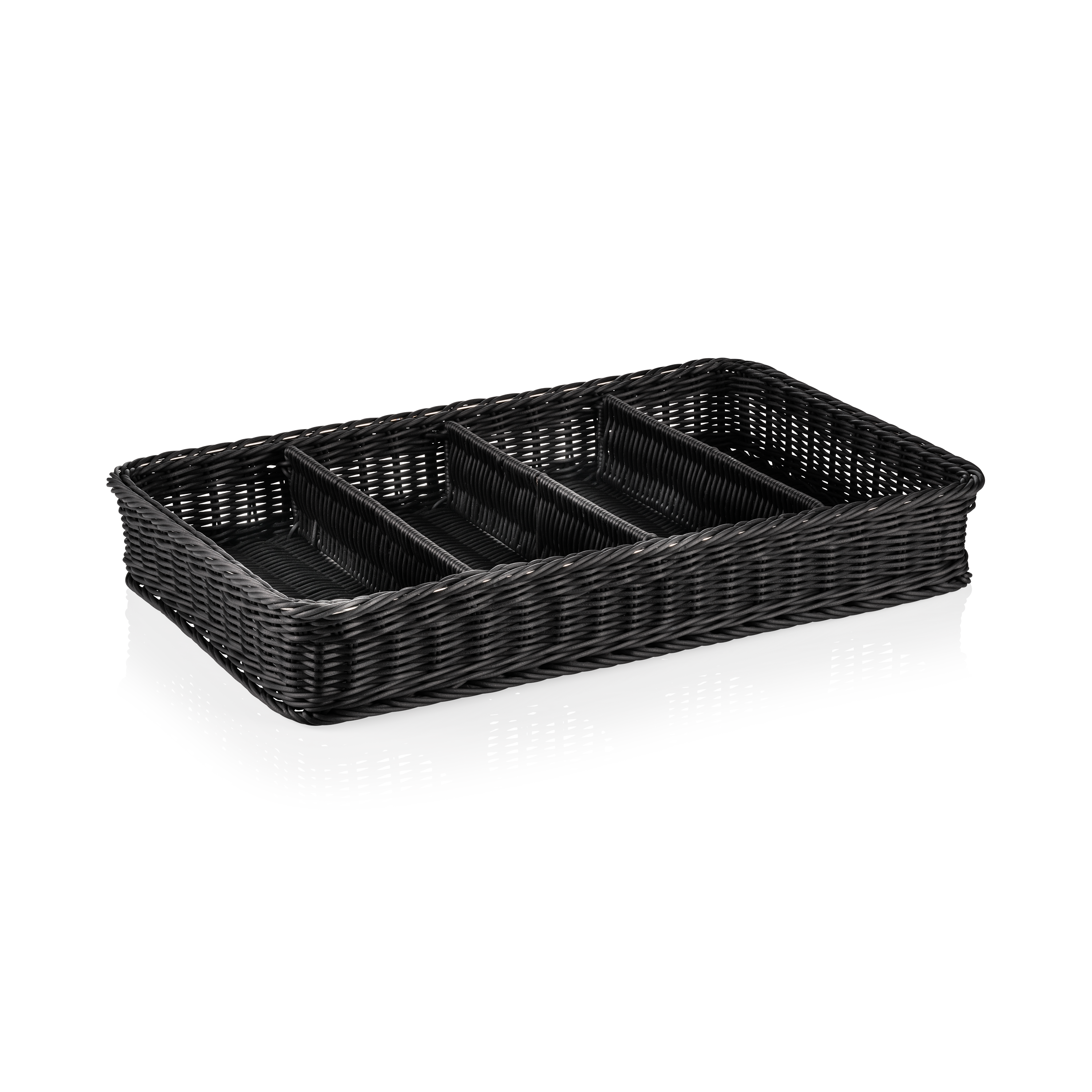 Panier à couverts en polypropylène noir - 53 x 32,5 x 9 cm (GN 1/1)