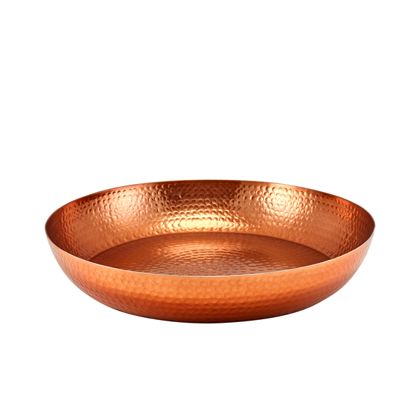 Plat en aluminium martelé, couleur cuivre - 44 cm Plat en aluminium martelé, couleur cuivre - 44 cm