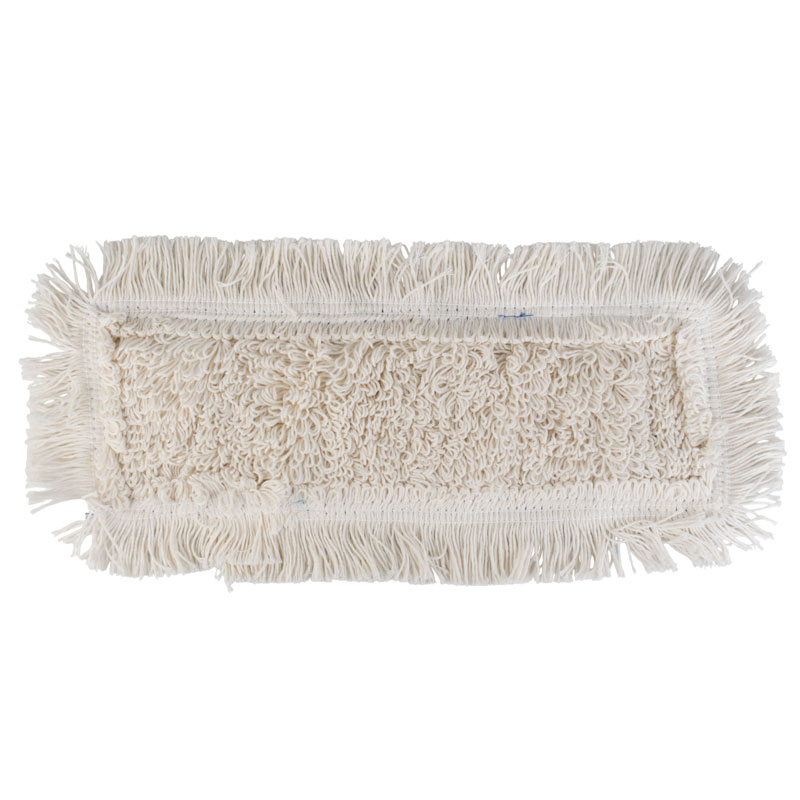 Balai à franges en microfibres avec poches, coton blanc - 40 cm