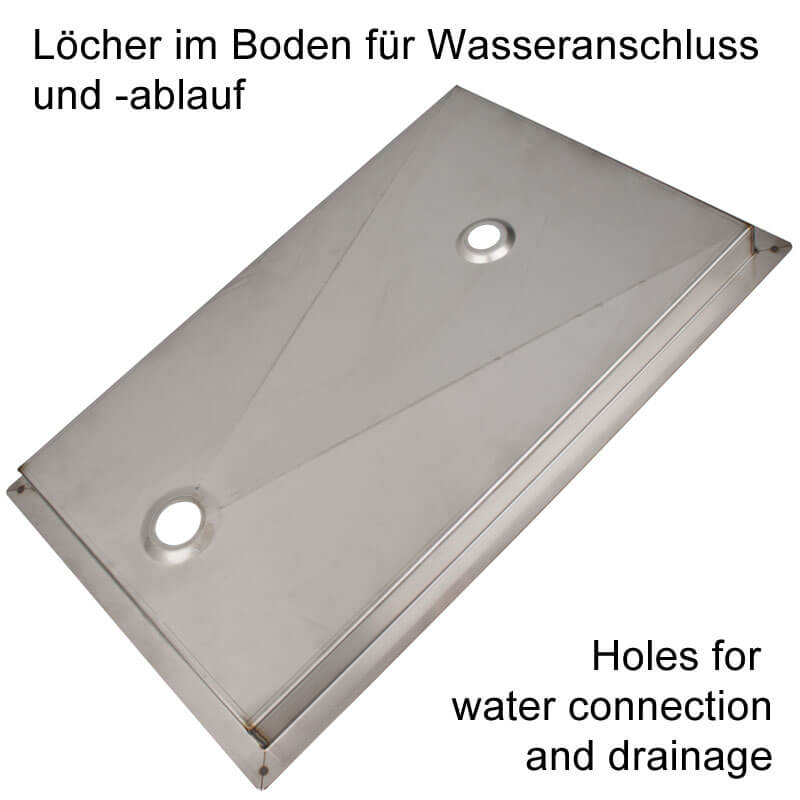 Tôle d'égouttage à l'entrée avec douche pour verres / douche pour shakers Tôle d'égouttage à l'entrée avec douche pour verres / douche pour shakers
